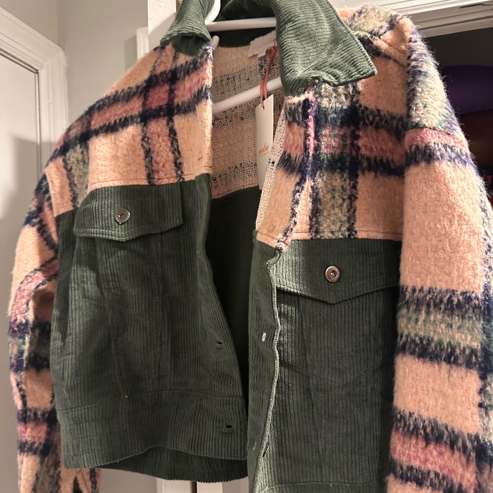Entro Green and Pink Jean Jacket Fashion-Forward Style